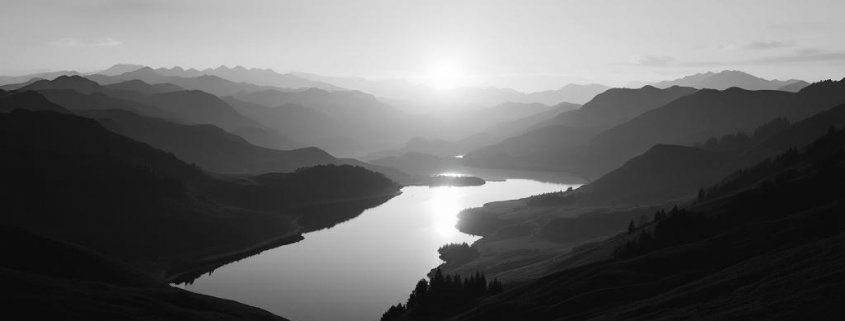Landschaft mit Sonnenaufgang